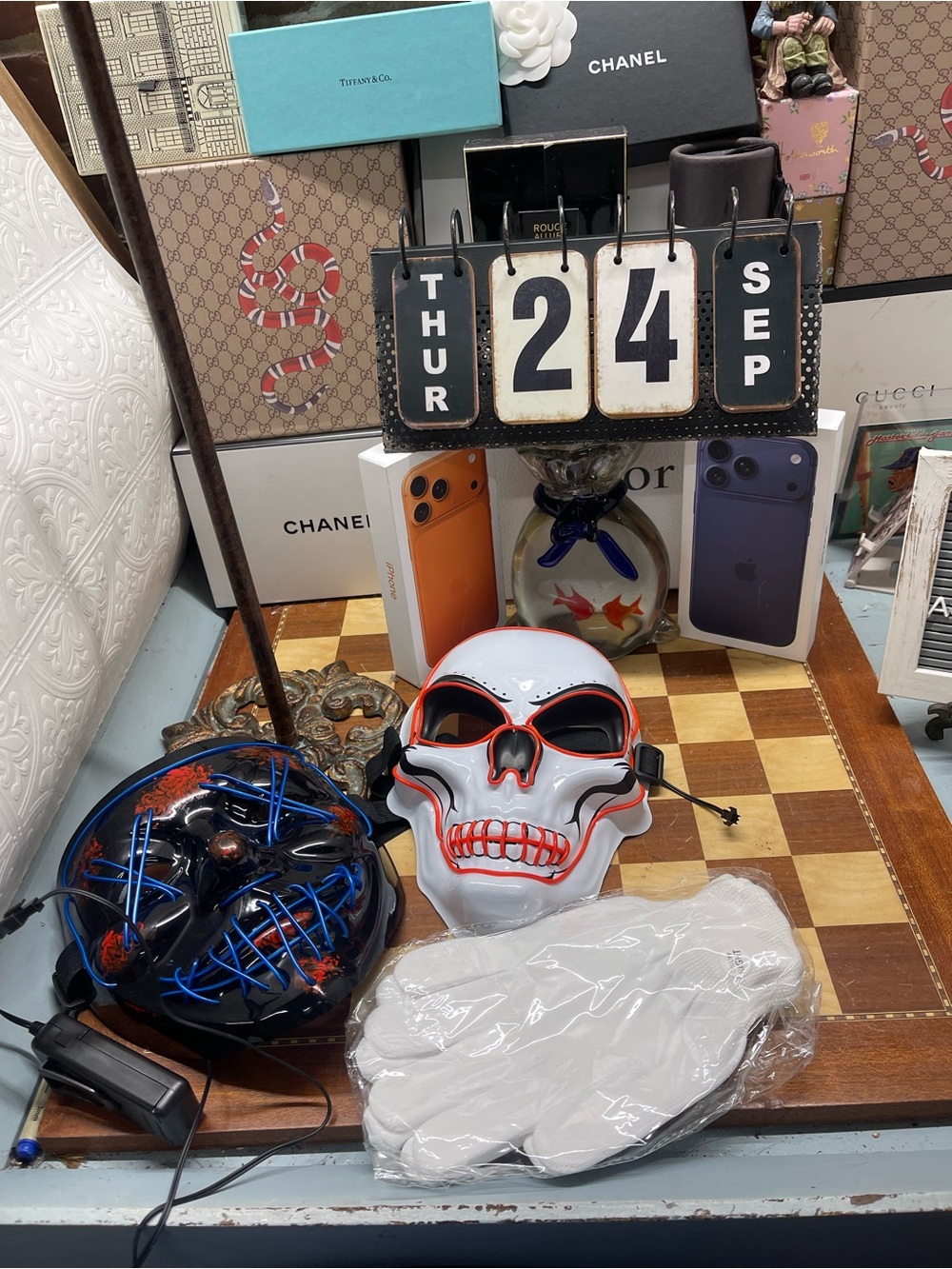 2 Halloween Mask LED Light up Mask for Festival Cosplay Halloween Costume Masque